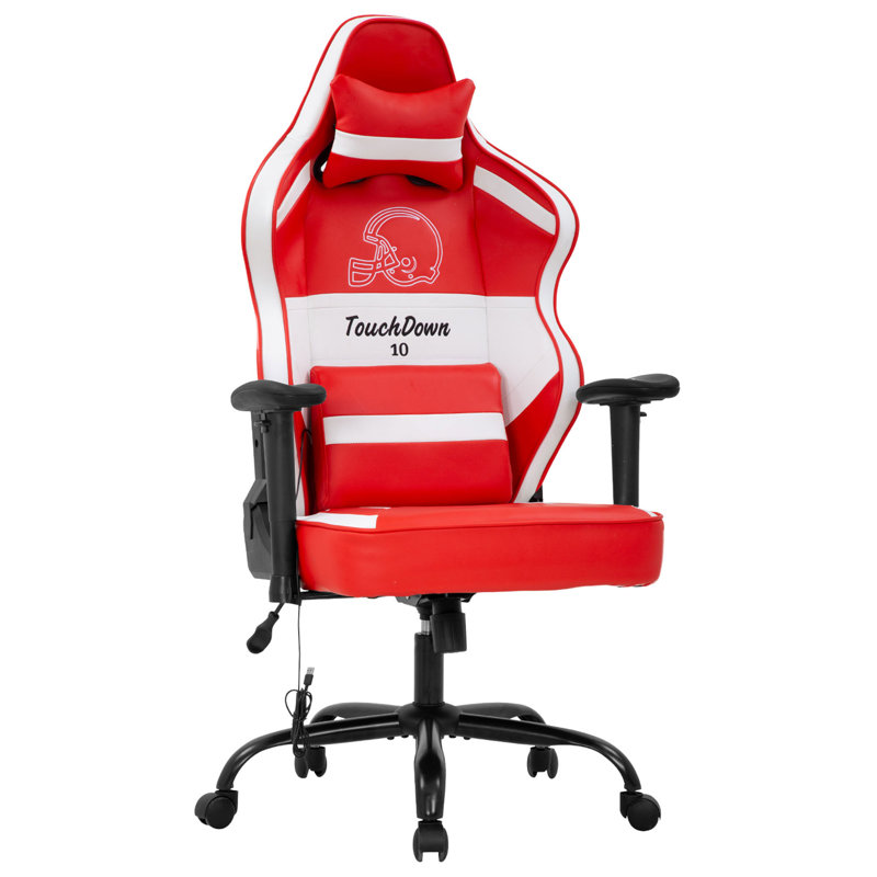 Grand et grand fauteuil de jeu de massage en polyuréthane, Similicuir rouge et noir