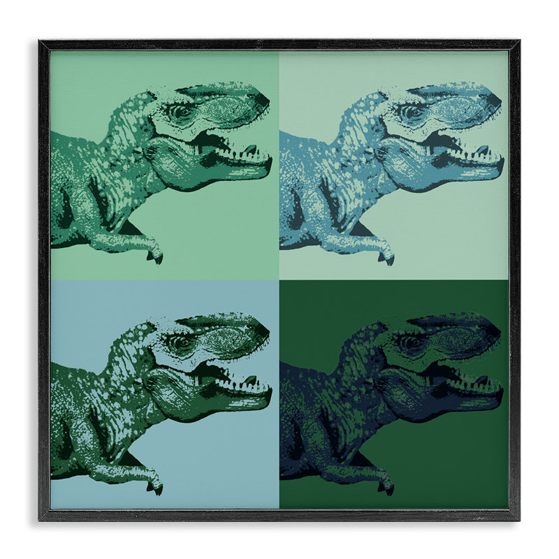 «Roaring T-Rex Dinosaur Kids Vintage Pop Style» par Daphne Polselli - cadre photo, impression sur bois, H 24 po x l 24 po