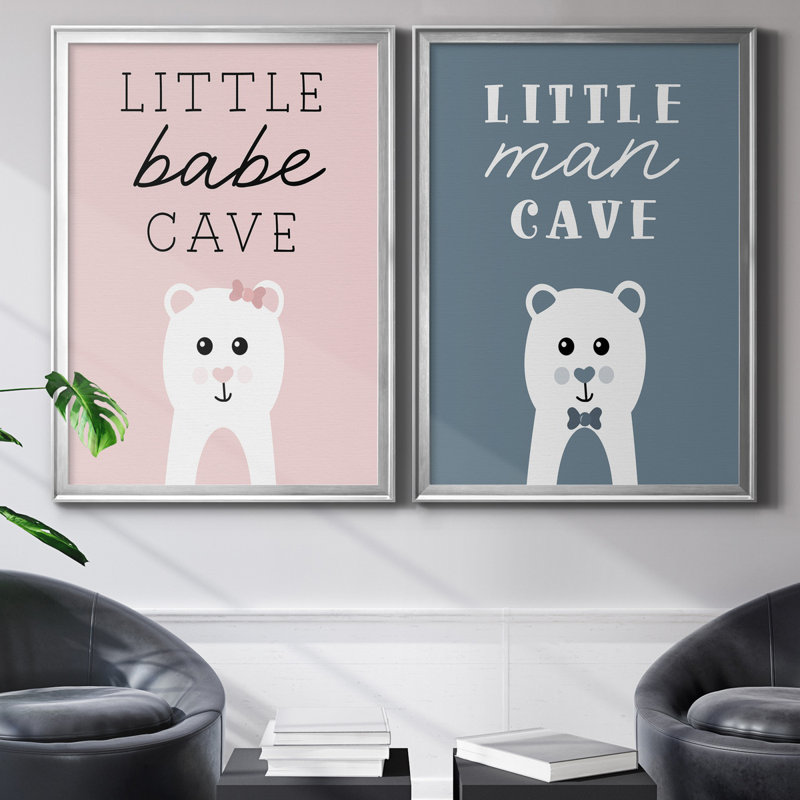 «Little Babe Cave», ensemble de 2 impressions, Pas de tapis, H 18,5 po x l 49 po x P 1,5 po, Toile encadrée argentée