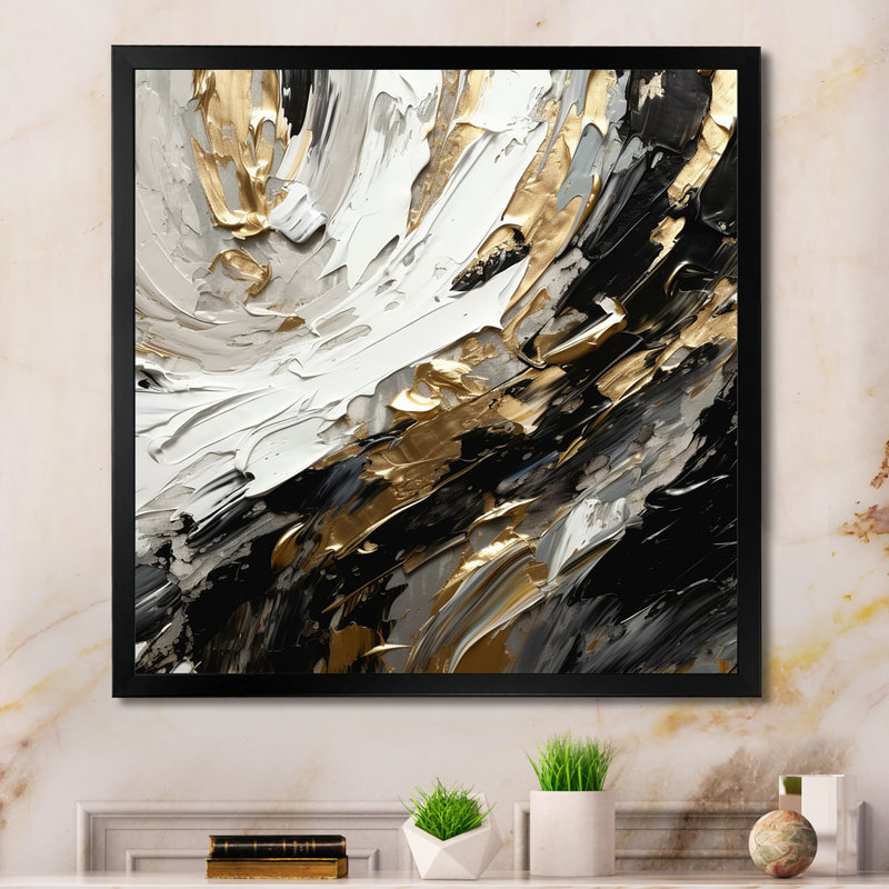 Golden Wave Reflections VI - reproduction sur toile, Impression noire sur toile encadrée, H 16 po x l 16 po x P 1 po
