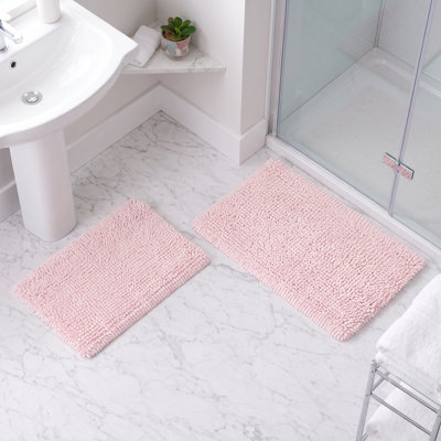 2 Piece Chenille Bathroom Rug Set, Non-skid Backing And Machine Washable