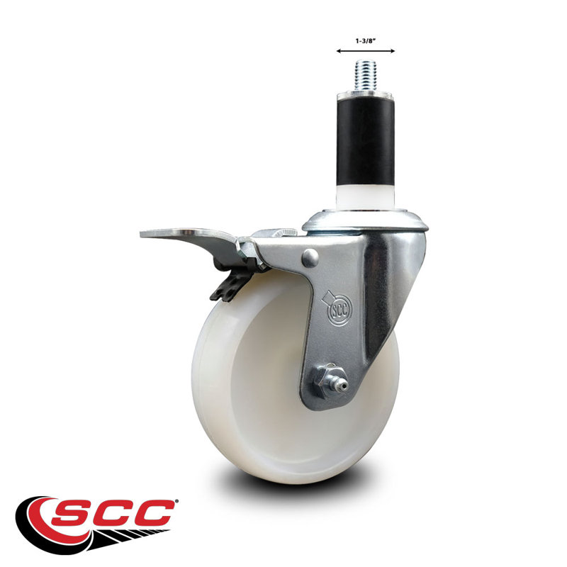 Nylon Swivel 1-3/8 Inch Expanding Stem Caster Total Lock Brake SCC