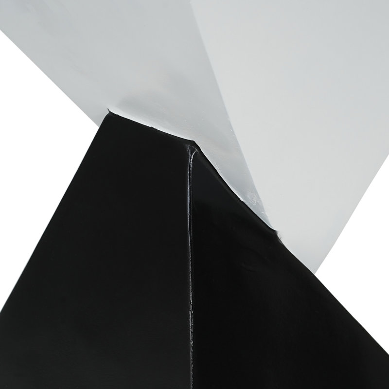Table de bout à motif géométrique, deux tons noir et blanc, patio intérieur extérieur, H 18 po | Idée de cadeau