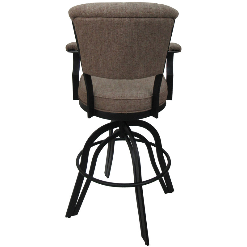 Raddie Swivel Metal Bar Stool 30" Seat, Beige, Black