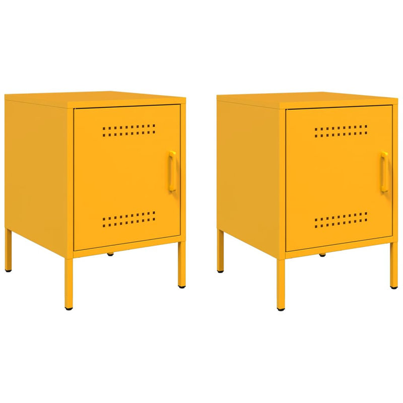 Prinsh 36cm W Steel Bedside Table, Mustard Yellow