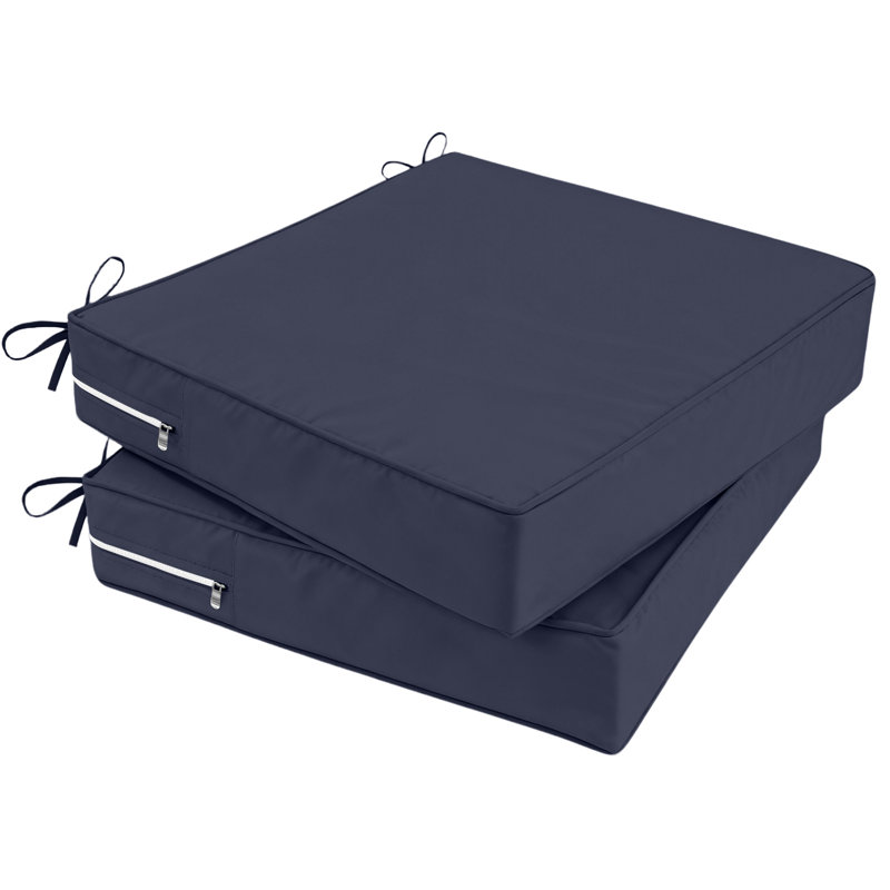 4" Outdoor Seat Cushion Set Of 2, Blue, 20" W x 4" D