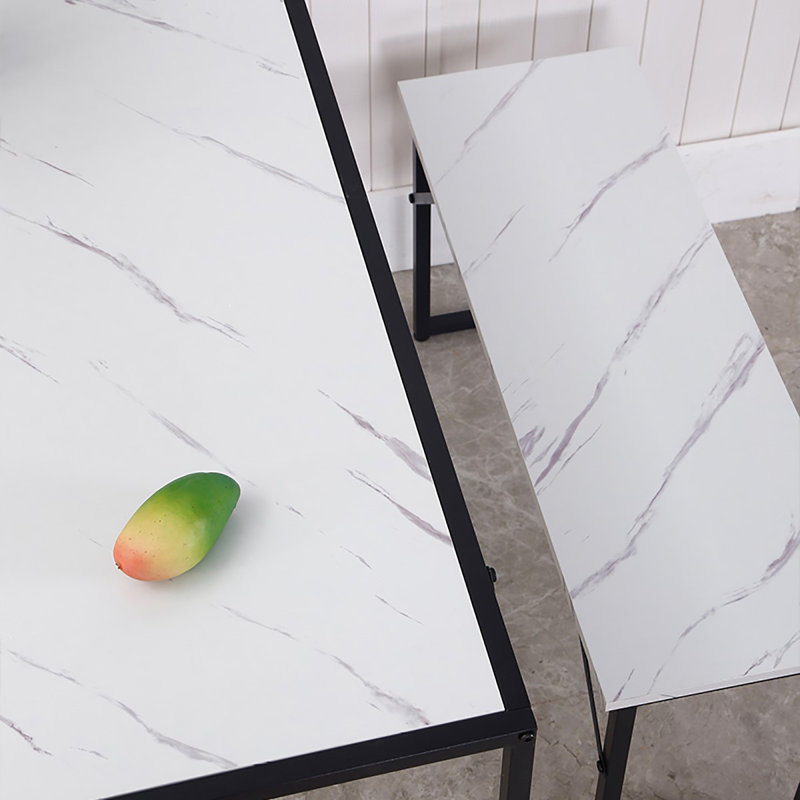 Rehobeth 4 - Person Trestle Dining Set, White, White/Black