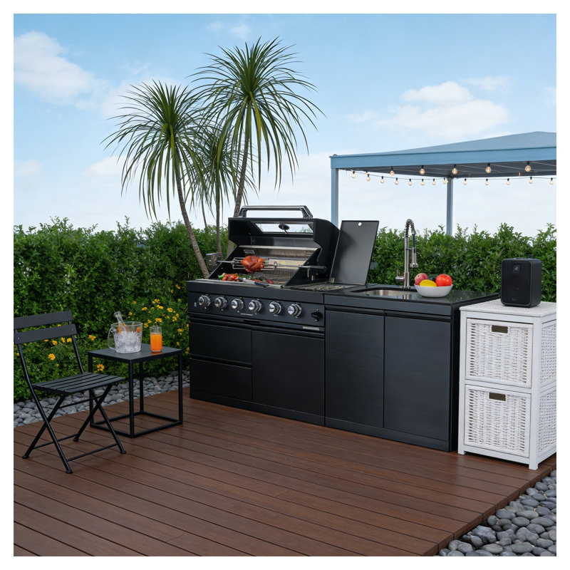 Îlot de barbecue au gaz en acier inoxydable de luxe 46 pouces à 4 brûleurs avec sortie de 72 000 BTU