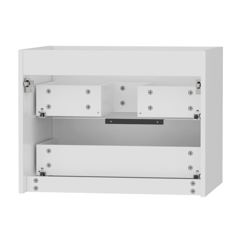 Base de meuble-lavabo simple 24 po, 2 tiroirs à fermeture en douceur, quincaillerie en alliage de zinc, Blanc