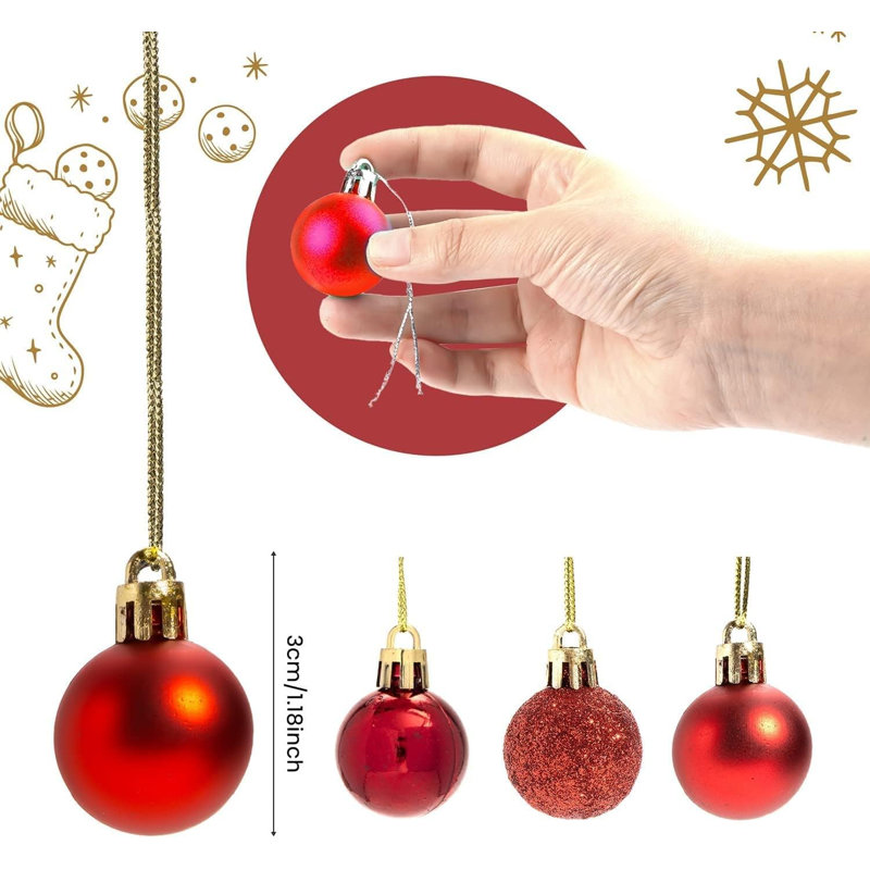 Polyvinyl Chloride (PVC) Bauble, Red, 3cm H x 3cm W x 3cm D