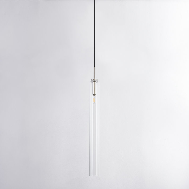 Luminaire suspendu 1 lumière Nyah, H 32,25 po x l 3 po x P 3 po, Nickel poli