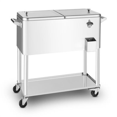 Blumfeldt 80L Serving Station / Cart Cooler with wheels in Silver