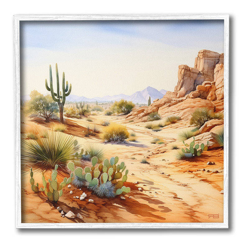 «Scenic Desert Plateau», estampe numérique encadrée par RB, Estampe numérique encadrée blanc bord de mer, H 12 po x l 12 po