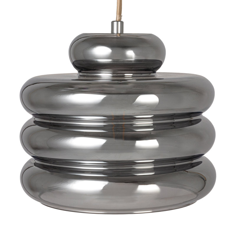 Lampe suspendue en verre et métal, cordon de 6 pi, finition chromée