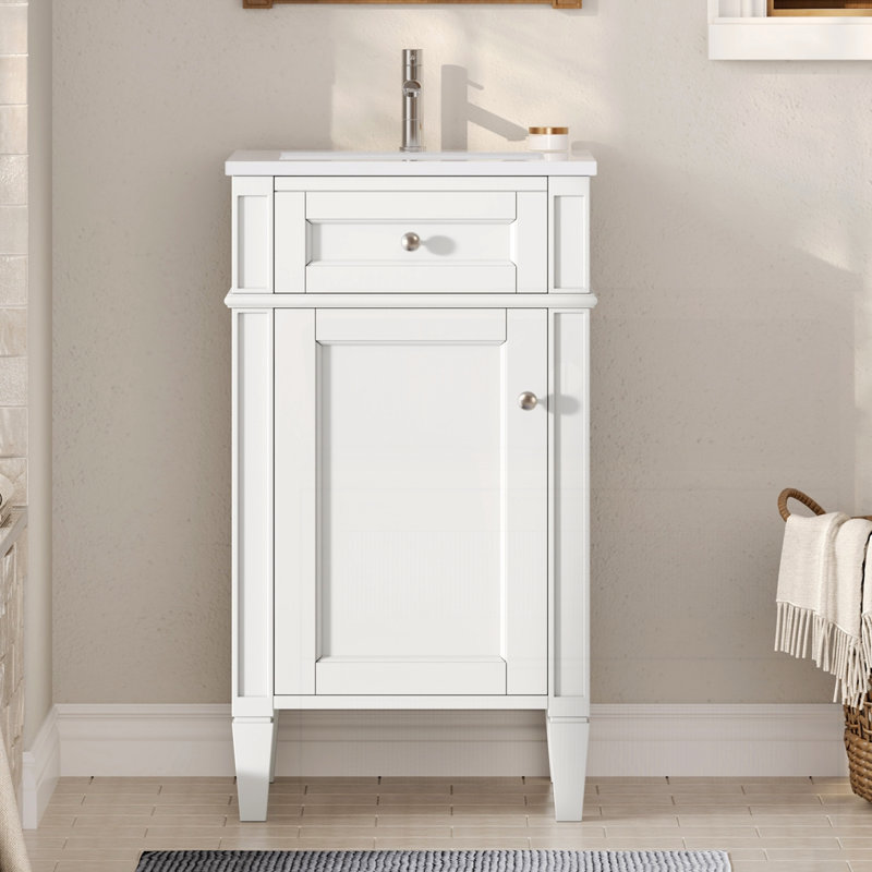 Meuble-lavabo 18 po avec lavabo en céramique, Blanc
