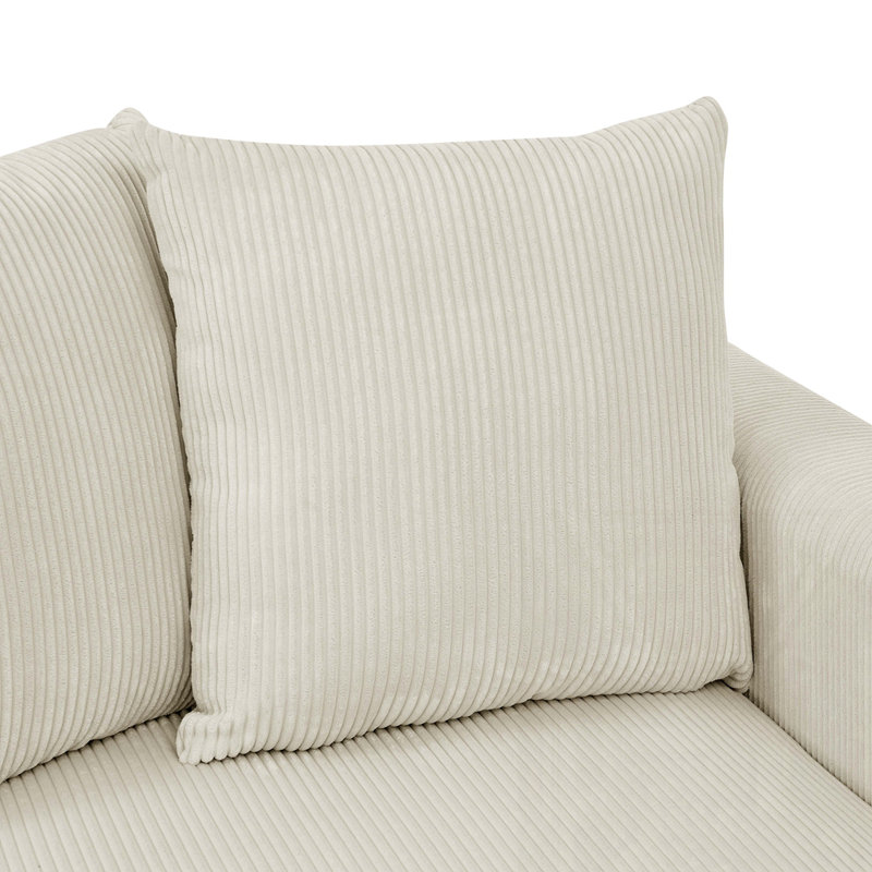Canapé modulaire en velours côtelé 6 pièces, Crème, crème