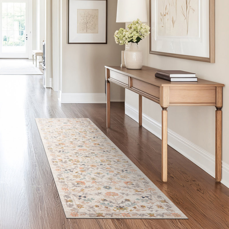 Gurpaige Traditional Oriental Cream Polyester Area Rug, Rectangle 2' x 3'