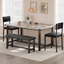 Ensemble de table de salle à manger 4 pièces gris, table de cuisine avec banc rembourré et chaises, mobilier de salle à manger peu encombrant pour petits appartements