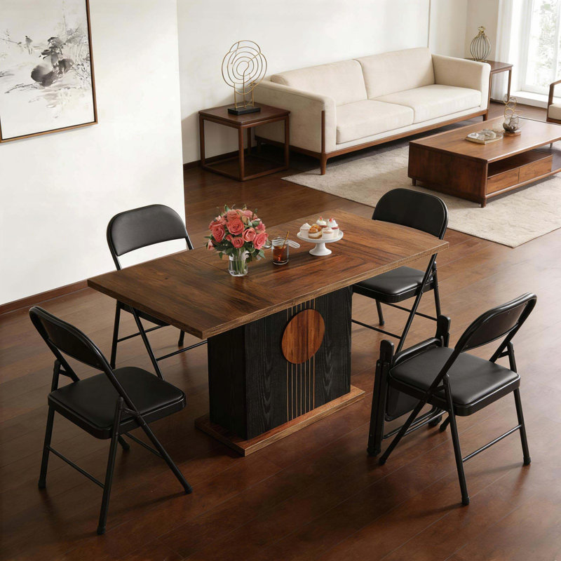 Table de salle à manger Farmhouse avec base à motifs (4 à 6 places)