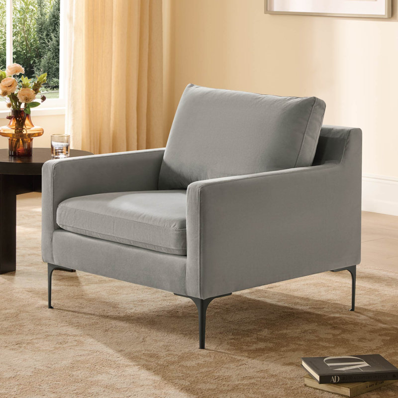 Chaise d'appoint moderne rembourrée avec coussins, Fog