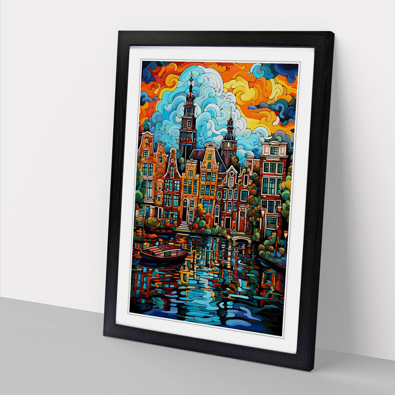 Amsterdam Pop - Single Picture Frame Print on Wood, Black, 34cm H x 25cm W x 2cm D