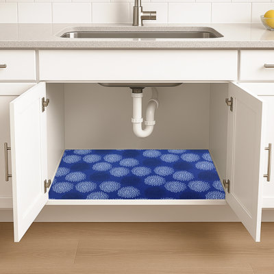 XL Under Sink Mat, Protective Cabinet Liner For Kitchen & Bathroom - Absorbent, Waterproof, Trimmable (24”x59”) (Medicine Blue) (USA Made)