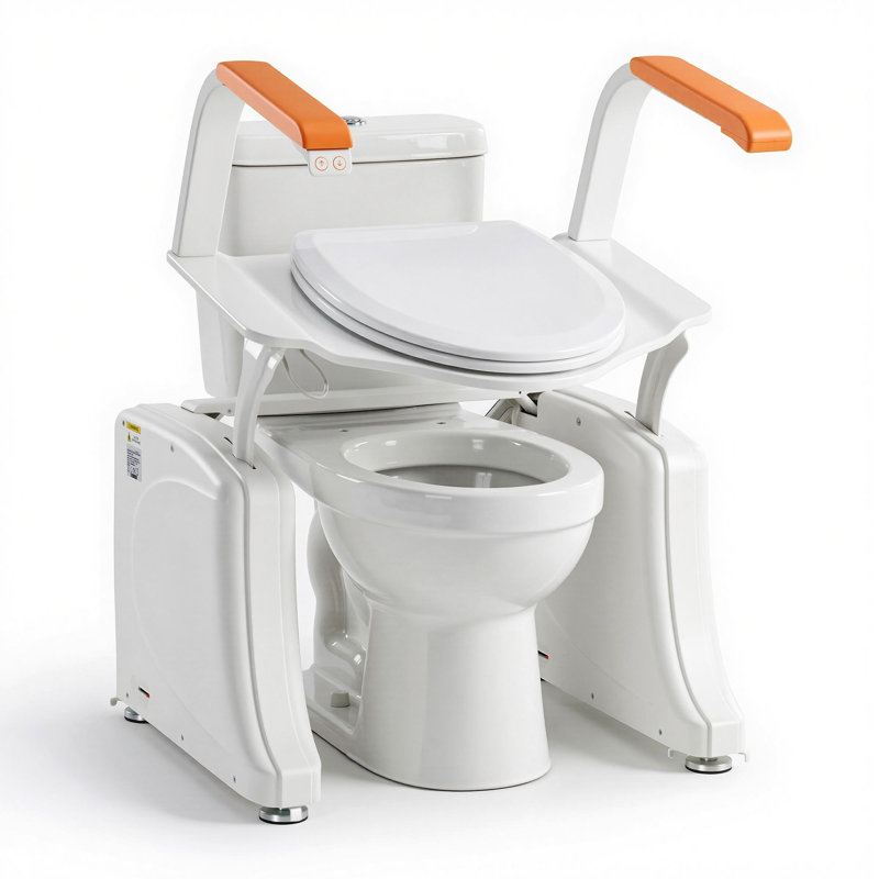 Rehausseur de siège de toilette à double moteur avec bouton-poussoir pour les aînés