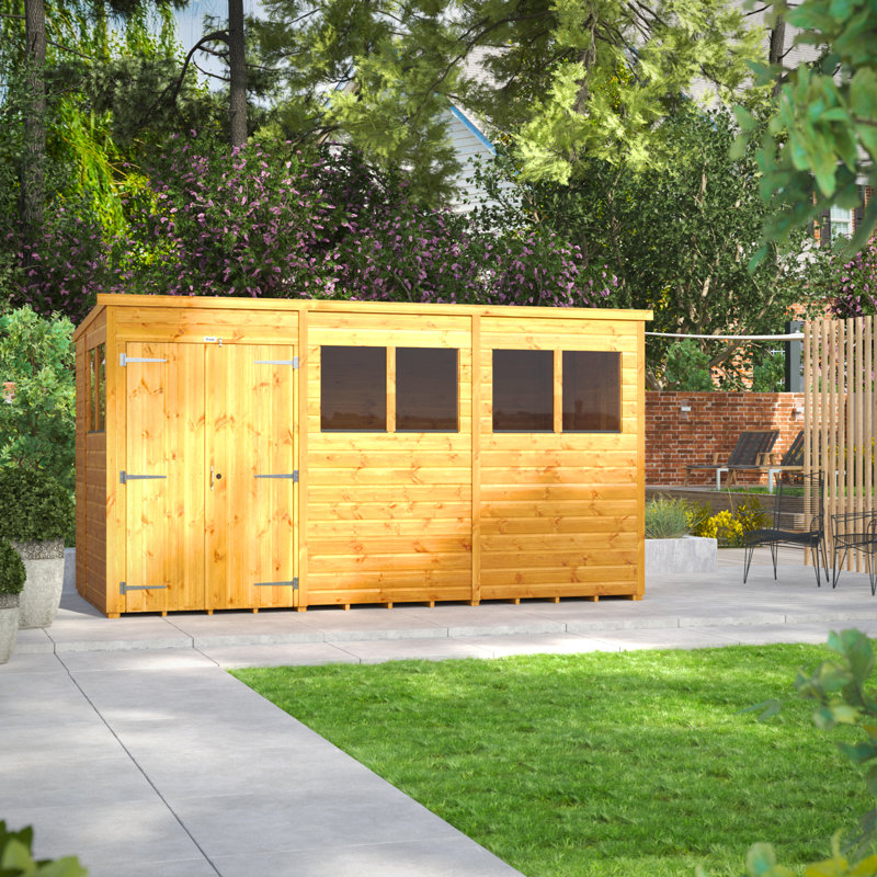 Powersheds Timber Tongue & Groove Pent Garden Shed Double Doors