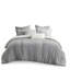 3 pièces d'édredon en coton gris double / grand. 100% coton. Rayures sur fond gris. Revers avec design. Barre cachée. 2 taies décoratives assorties. Lavable à la machine. Lit double / grand. Couleur brodée-118651987-118651988
