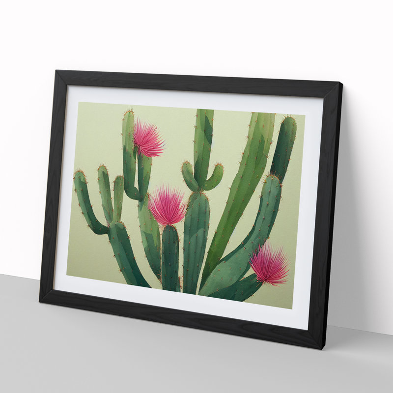 Stimulating Cactus - Framed Print, Black, 46cm H x 64cm W x 2cm D