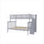 Lit superposé d'escalier moderne et multifonctionnel avec lit gigogne, configuration simple sur lit double, bois massif gris classique