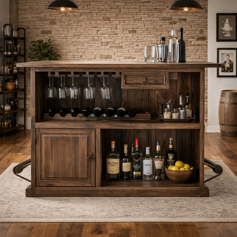Curved Wooden Bar, Medio