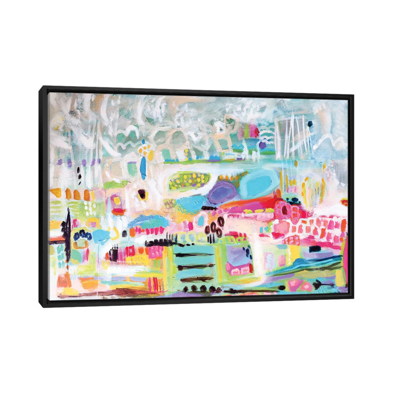 « abstract clouds », impression sur toile, H 18 po x l 26 po x p 1,5 po, Toile avec cadre noir, Pas de tapis