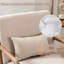 Solid Wood Accent Chair with Lumbar Pillow & Toss Cushion, Linen-Blend Armchair with Square Arms, Mid-Century Lounge Chair for Living Room & Bedroom-135456278