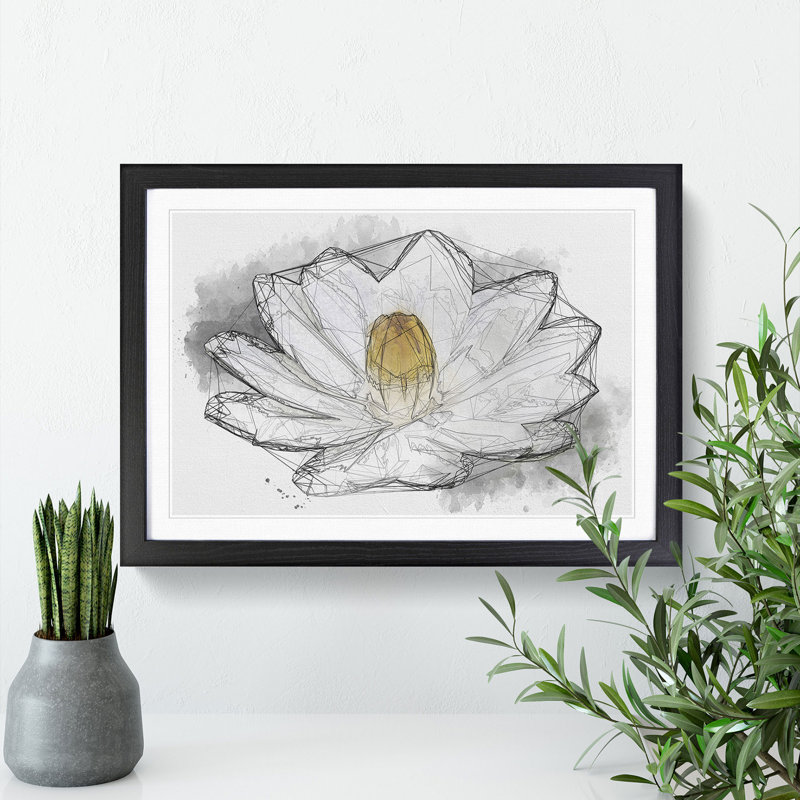 Heart of a White Lily - Picture Frame Graphic Art, Black Framed, 36cm H x 48cm W x 2cm D