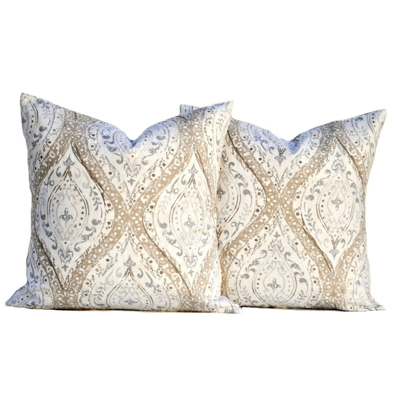 Housse de coussin carré 100% coton brun clair Ariana, 21,5 po x 21,5 po