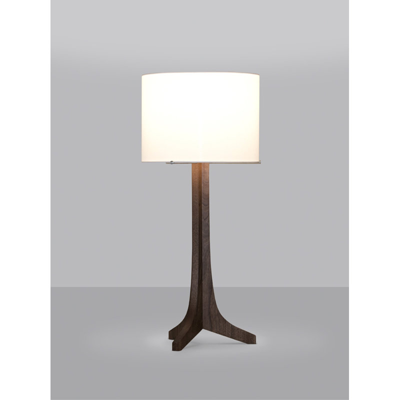 Nauta LED Table Lamp, Dark Stained Walnut, White Linen, Brushed Aluminum