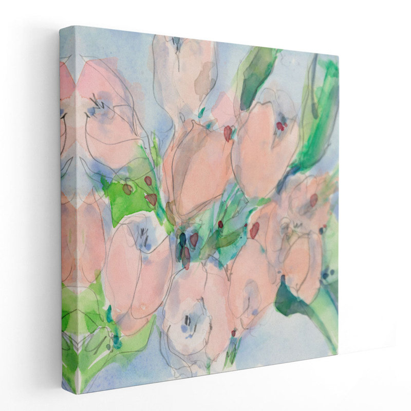 Tulipe Bouquet II - reproduction d'art sur toile, H 24 po x l 24 po