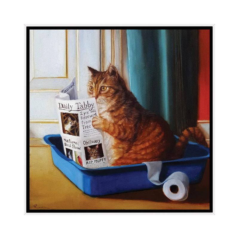 « Kitty Throne » par Lucia Heffernan-impression, Pas de tapis, Toile blanche encadrée, H 12 po x l 12 po x P 1,5 po