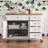 52'' Kitchen Island With Drop Leaf, Embossed Texture Kitchen Island On Wheels With Spice Rack, Towel Rack, 2 Doors And 5 Drawers-97175043