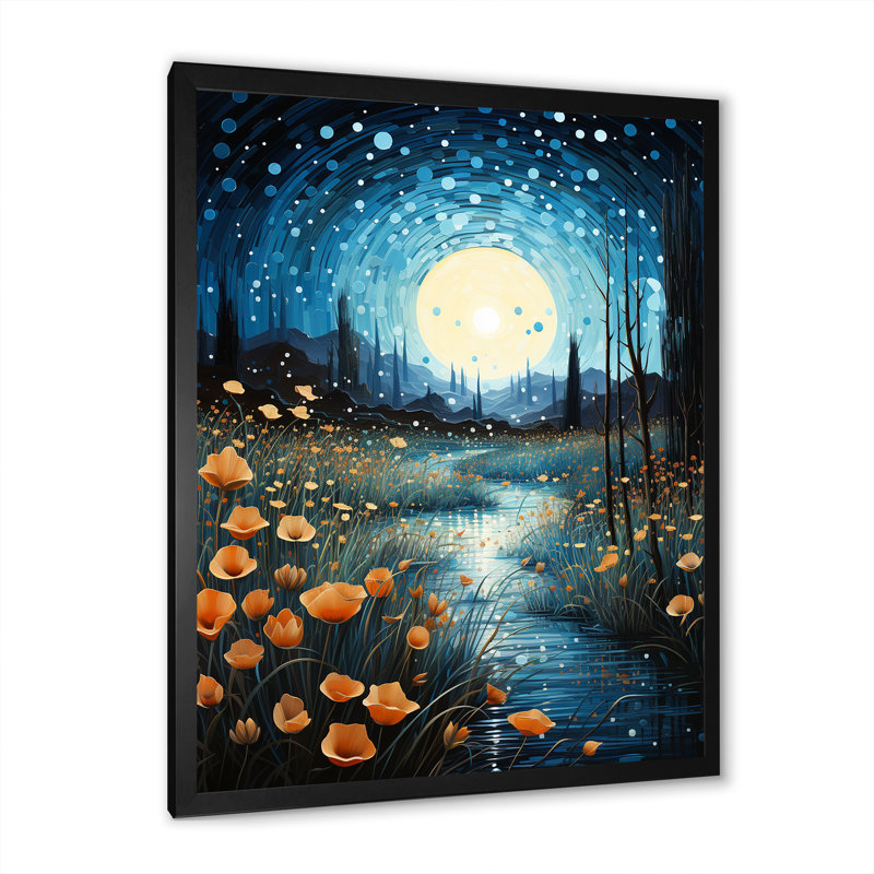 Rivière, crépuscule turquoise - salon d'art mural Lacs et rivières, H 44 po x l 34 po x P 1,5 po, Cadre simple noir
