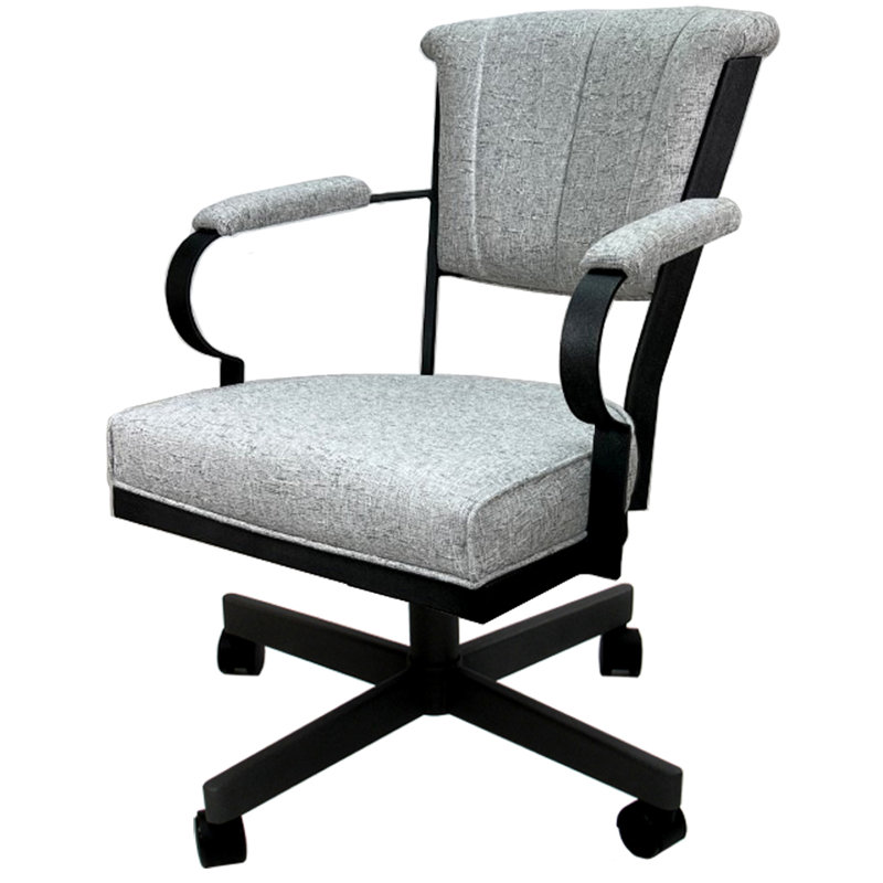 Chaise avec accoudoirs en métal Urial, Ardoise Hemsath, Noir