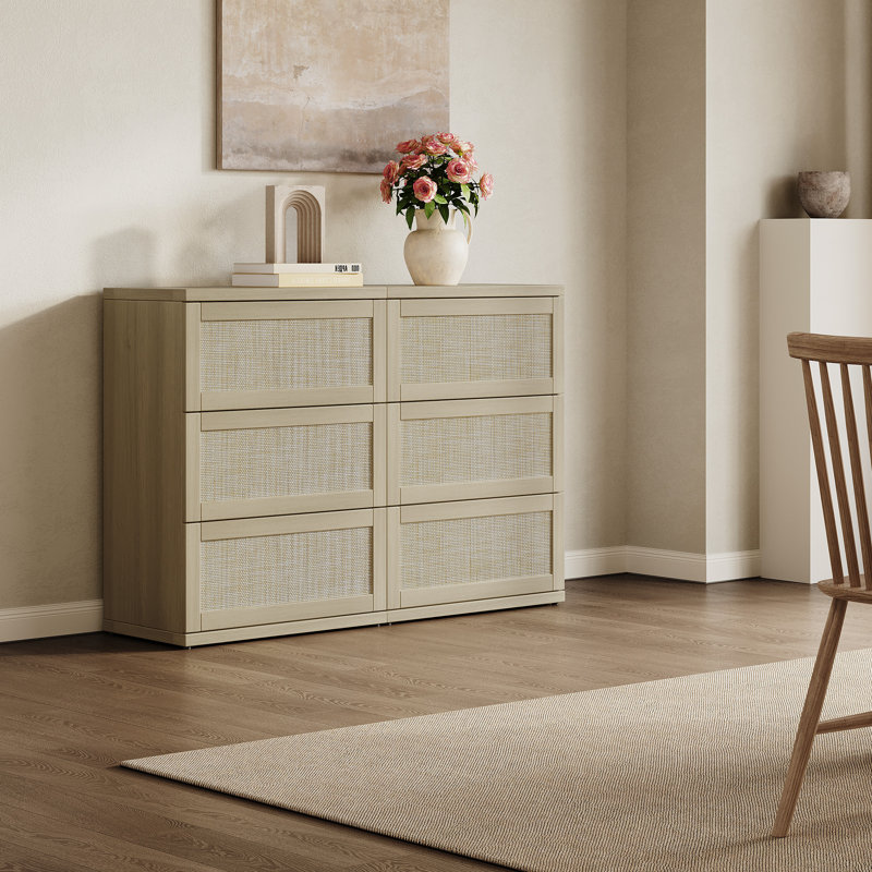 Consiglia Rattan Accent Cabinet 3-Drawer Sideboard, 2, Sand Oak