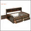 Lit de jour en bois avec 2 armoires de chevet, tablettes supérieures et 4 tiroirs pour un rangement polyvalent et un design élégant-772367849