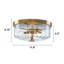 Plafonnier encastré 2 lumières à intensité variable avec abat-jour en verre nervuré transparent-465697381