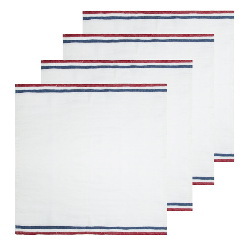 Normandy Square Napkins, White/Red/White/Blue