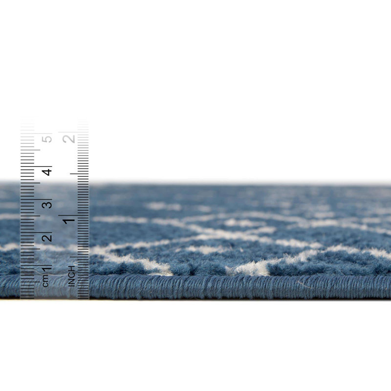 Tapis bleu marine / blanc Lenwood, Rectangle 2 pi x 3 pi