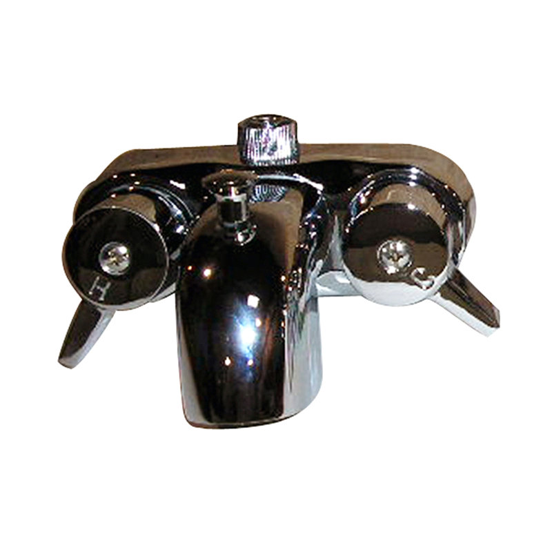 Robinet de baignoire sur pattes à deux poignées avec inverseur, Chrome poli