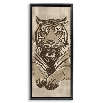 «Tigre féroce», art mural encadré brun sur toile flottante par Andrew Cooper