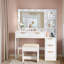 Lighted Vanity Set - 11pcs 3-Colour Dimmable Bulbs, 5 Drawer-907936776